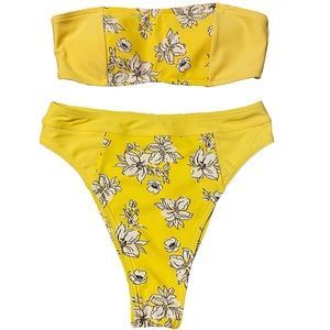 Abercrombie & Fitch yellow/floral bikini set